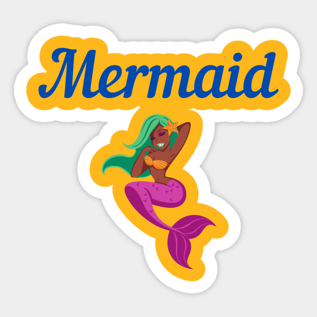 Black Mermaid Sticker by TeesByTay